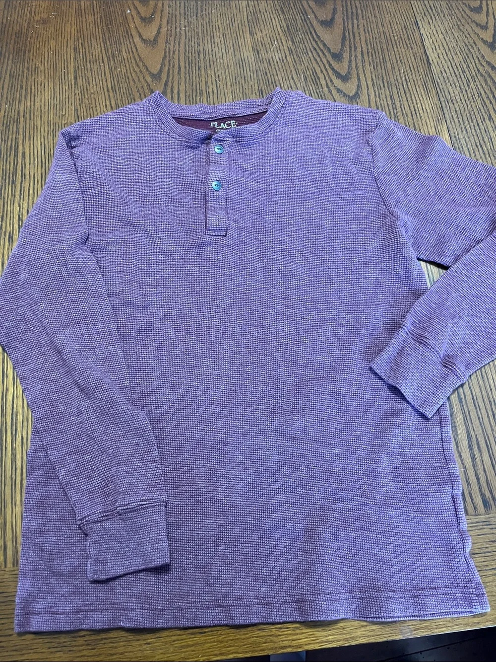 The Children's Place burgundy Waffle-Knit Henley Long Sleeve Shirt